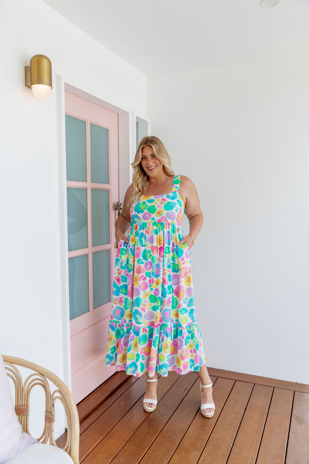 Eva Linen Blend Maxi Dress in Pastel Leopard by Kasey Rainbow
