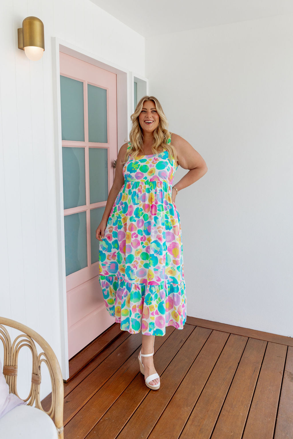 Eva Linen Blend Maxi Dress in Pastel Leopard by Kasey Rainbow