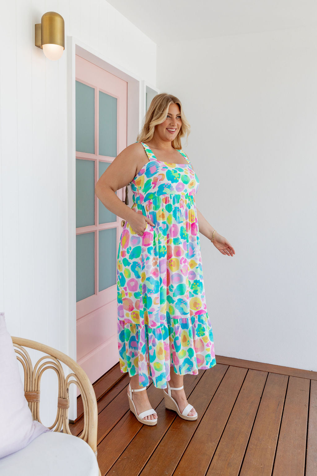 Eva Linen Blend Maxi Dress in Pastel Leopard by Kasey Rainbow
