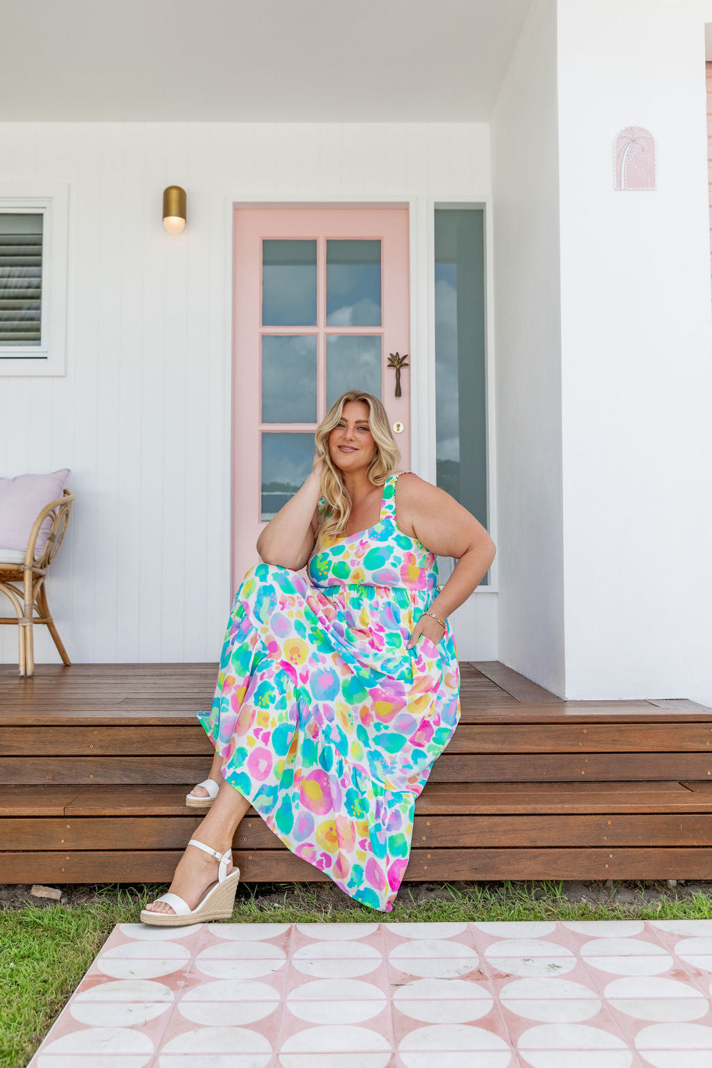Eva Linen Blend Maxi Dress in Pastel Leopard by Kasey Rainbow