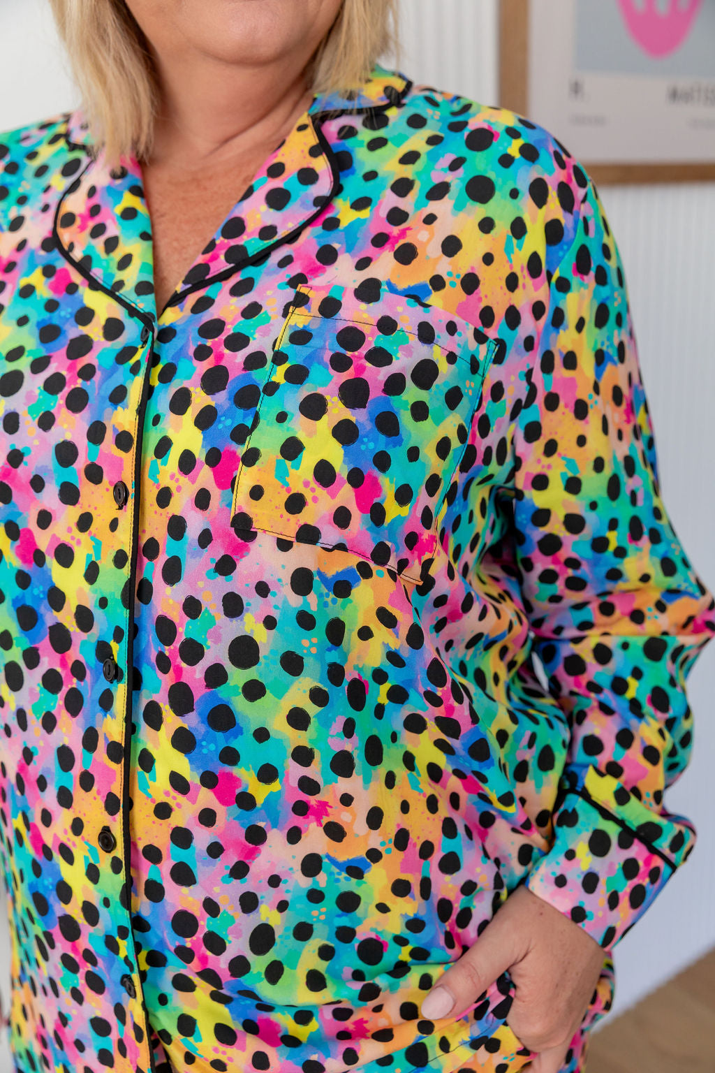 Sundown L/S Shirt & Pant Sleepwear Set in Rainbow Cheetah by Kasey Rainbow