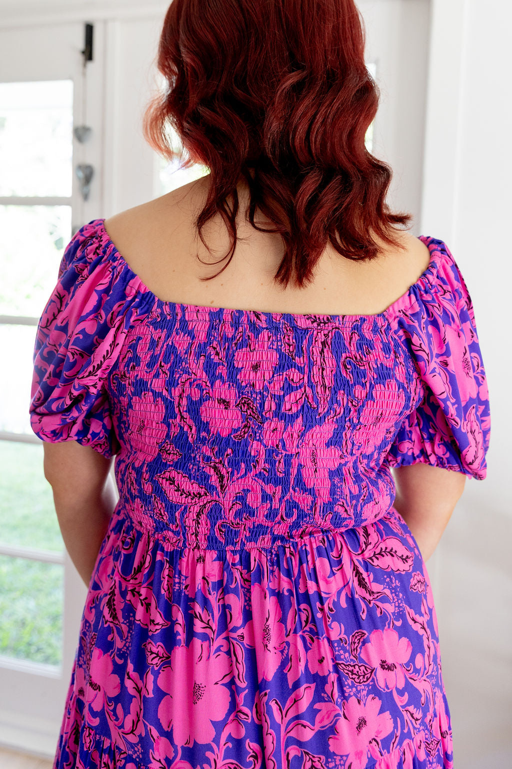 Peri Midi Dress in Purple Blooms