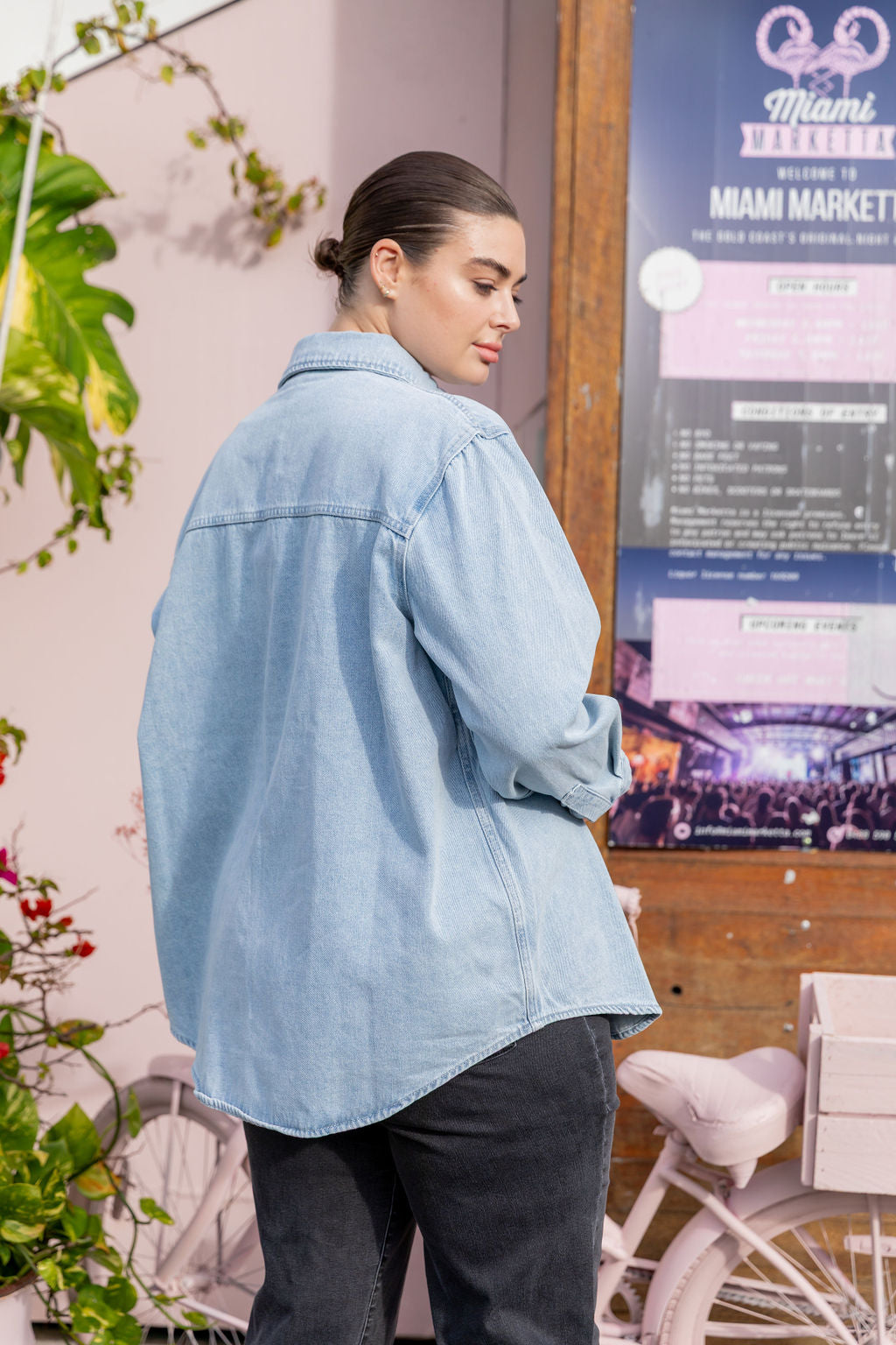 Brogen Denim Shacket in Light Blue Wash