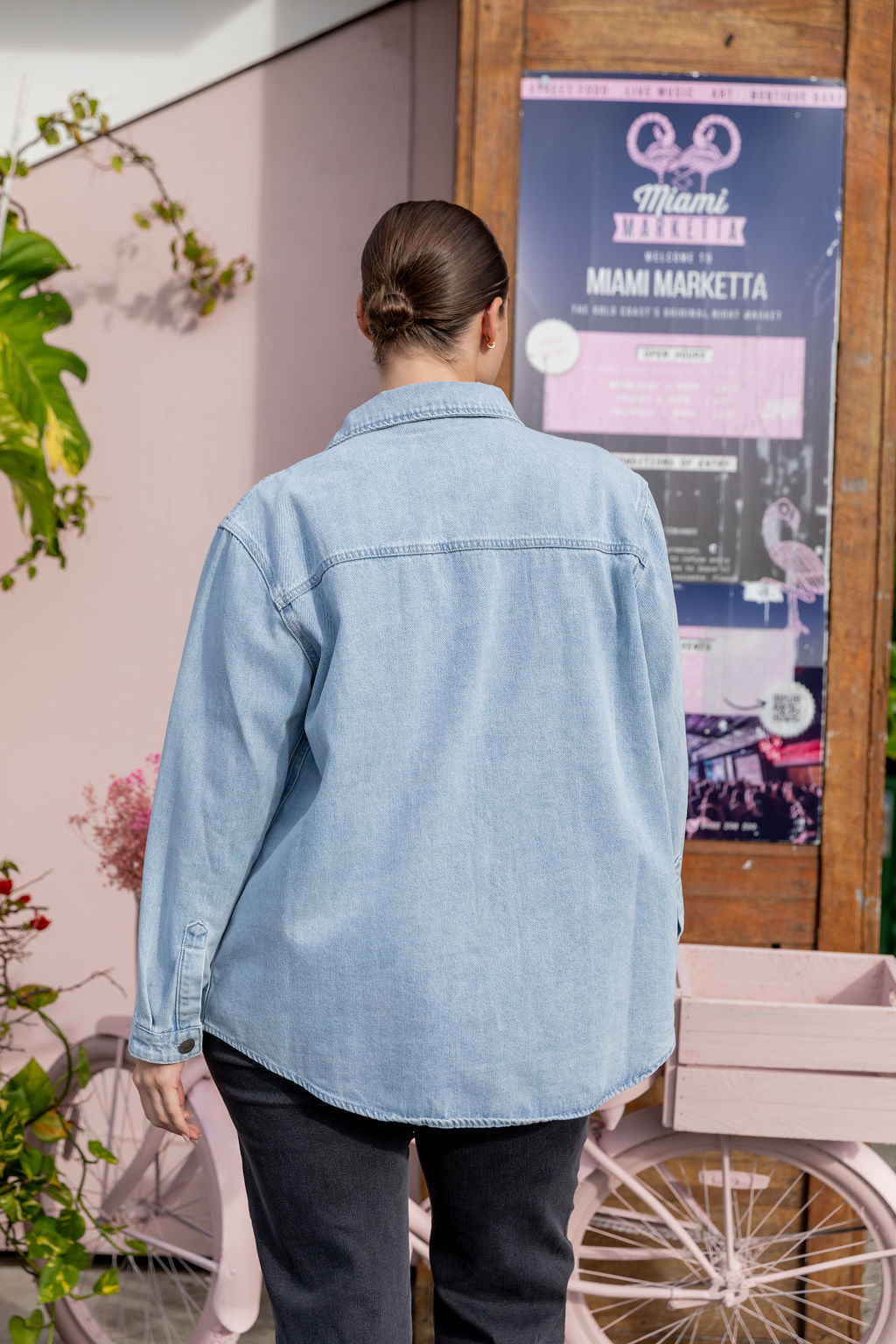 Brogen Denim Shacket in Light Blue Wash