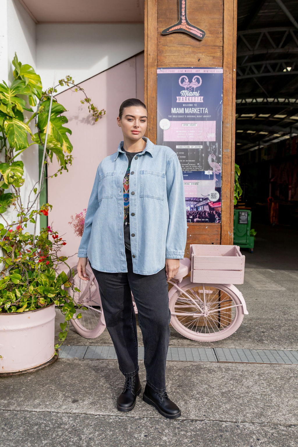 Brogen Denim Shacket in Light Blue Wash