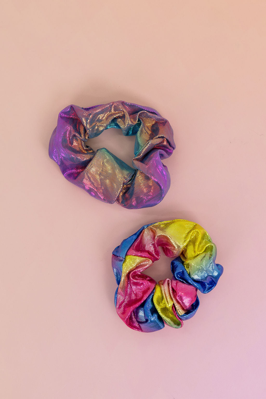 Rainbow Scrunchies – 2 Pack (Blue, Purple, Pink & Lime Green)