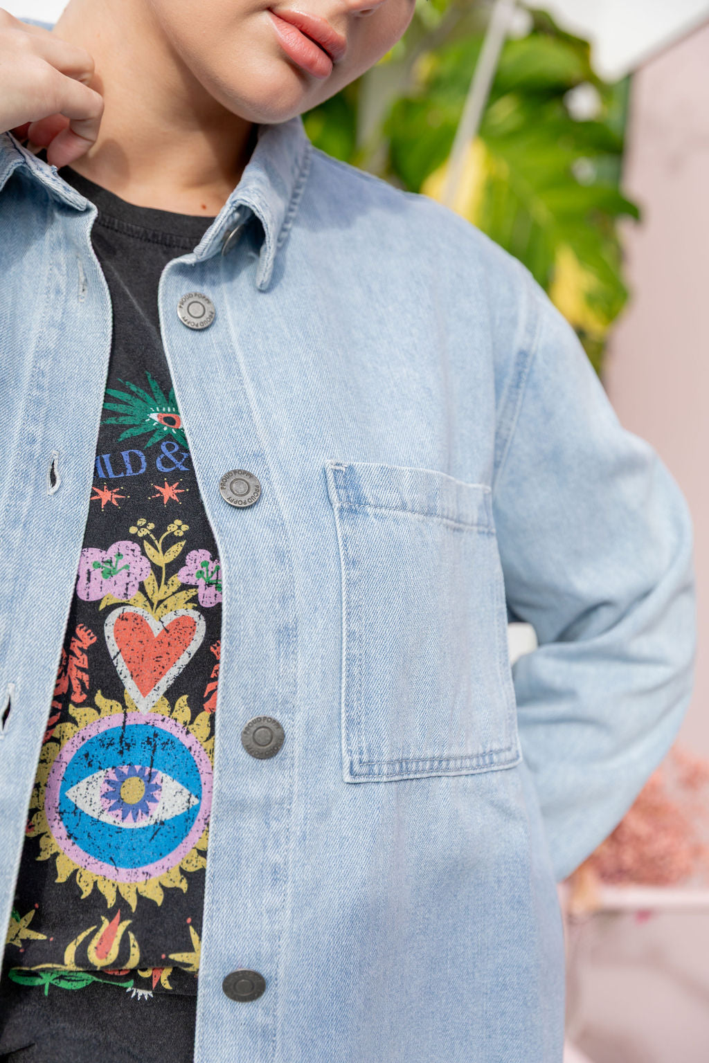 Brogen Denim Shacket in Light Blue Wash