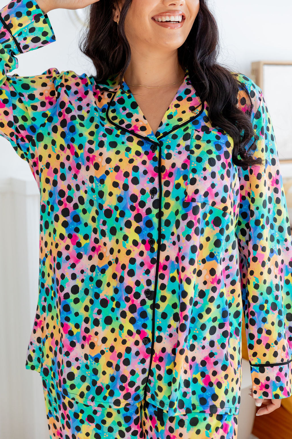 Sundown L/S Shirt & Pant Sleepwear Set in Rainbow Cheetah by Kasey Rainbow