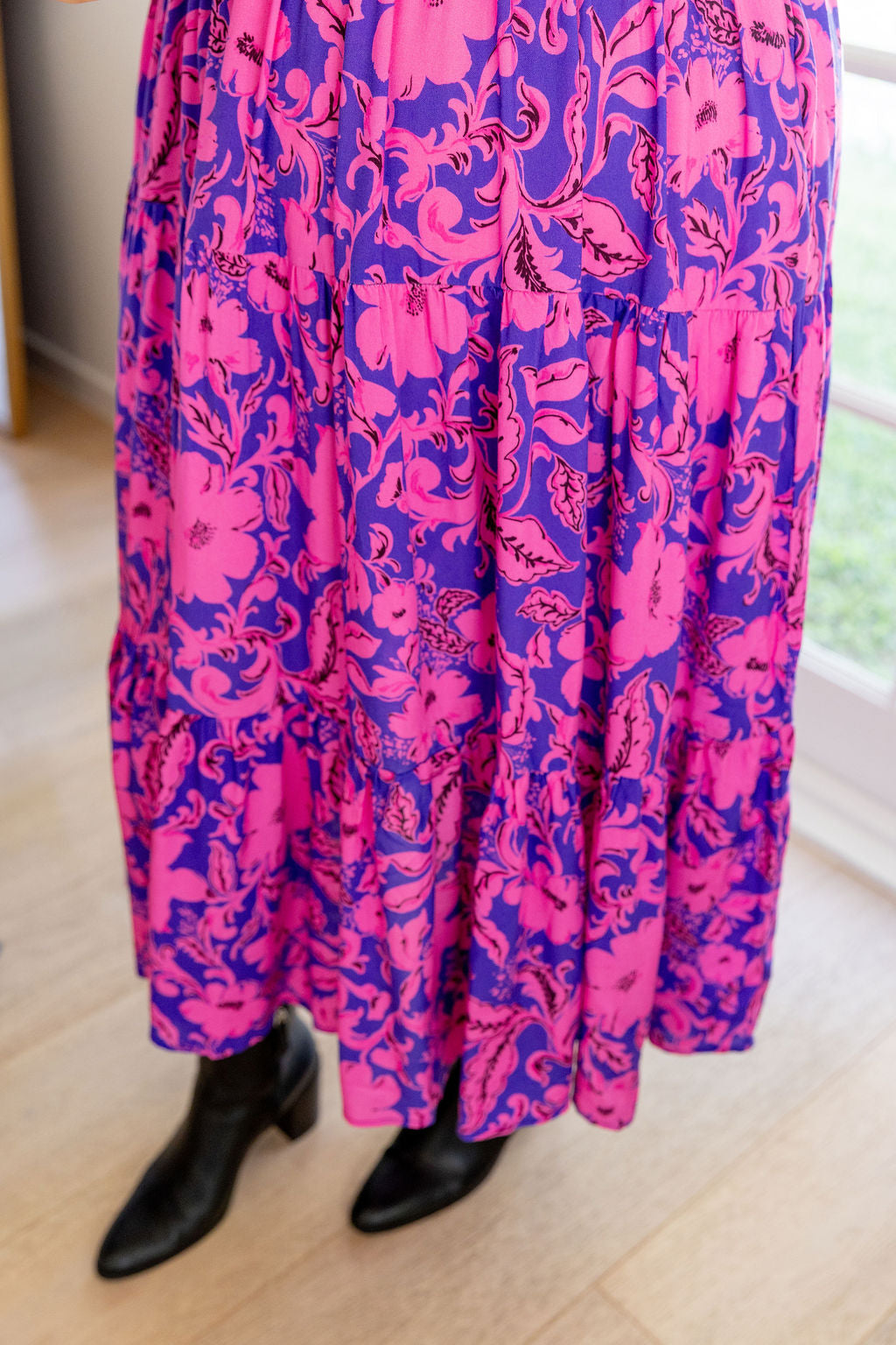 Peri Midi Dress in Purple Blooms