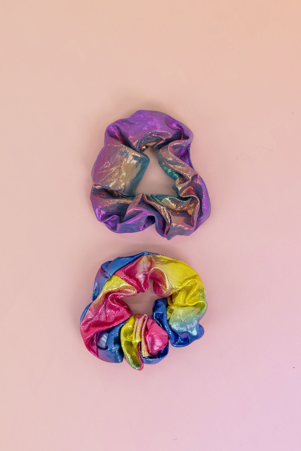 Rainbow Scrunchies – 2 Pack (Blue, Purple, Pink & Lime Green)