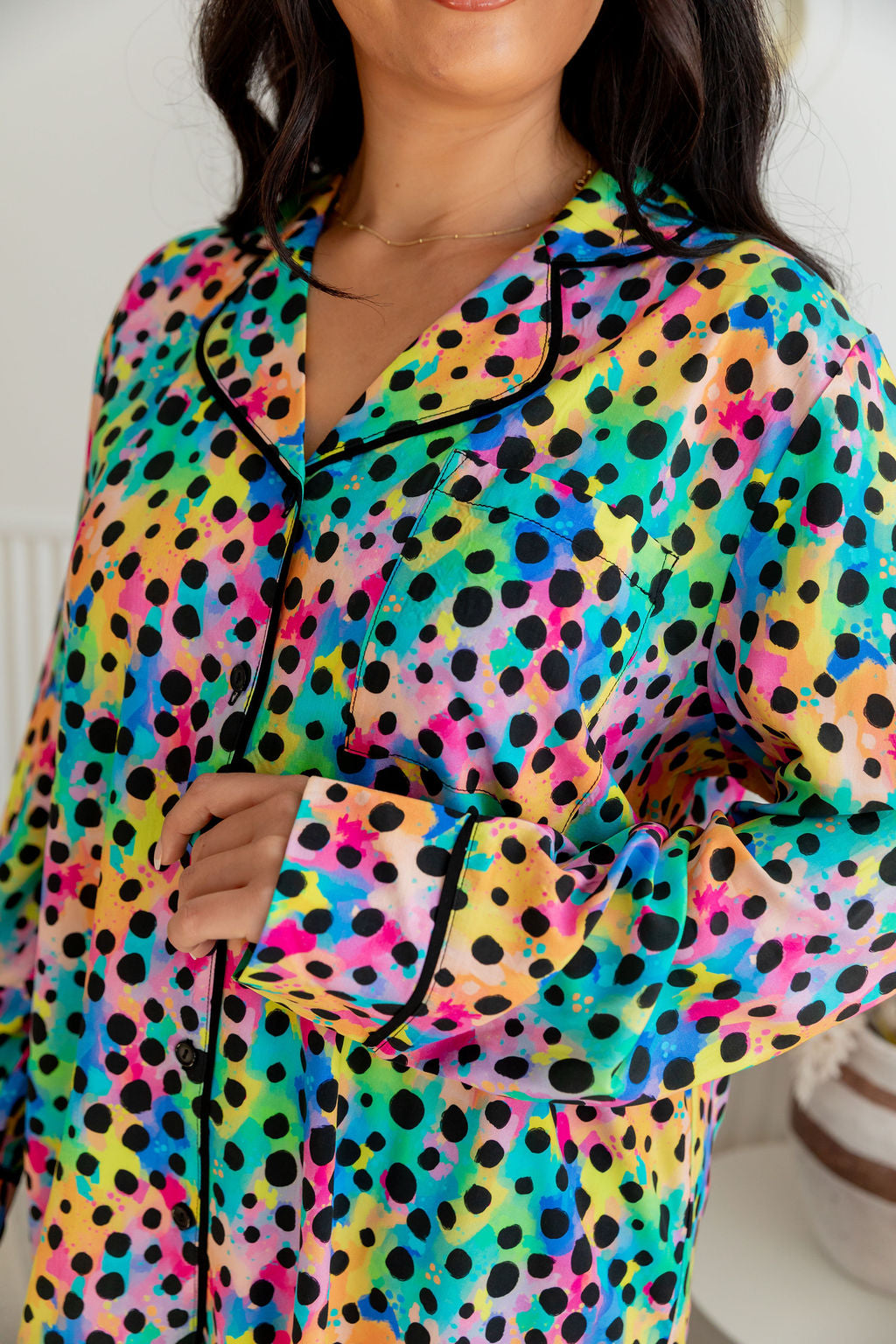 Sundown L/S Shirt & Pant Sleepwear Set in Rainbow Cheetah by Kasey Rainbow