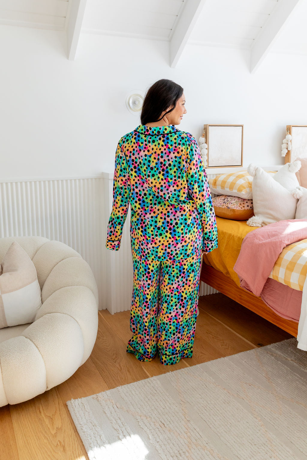 Sundown L/S Shirt & Pant Sleepwear Set in Rainbow Cheetah by Kasey Rainbow