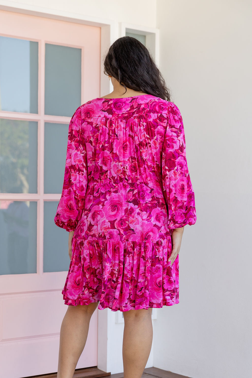 Long Sleeve Esmae Dress in Pink Roses