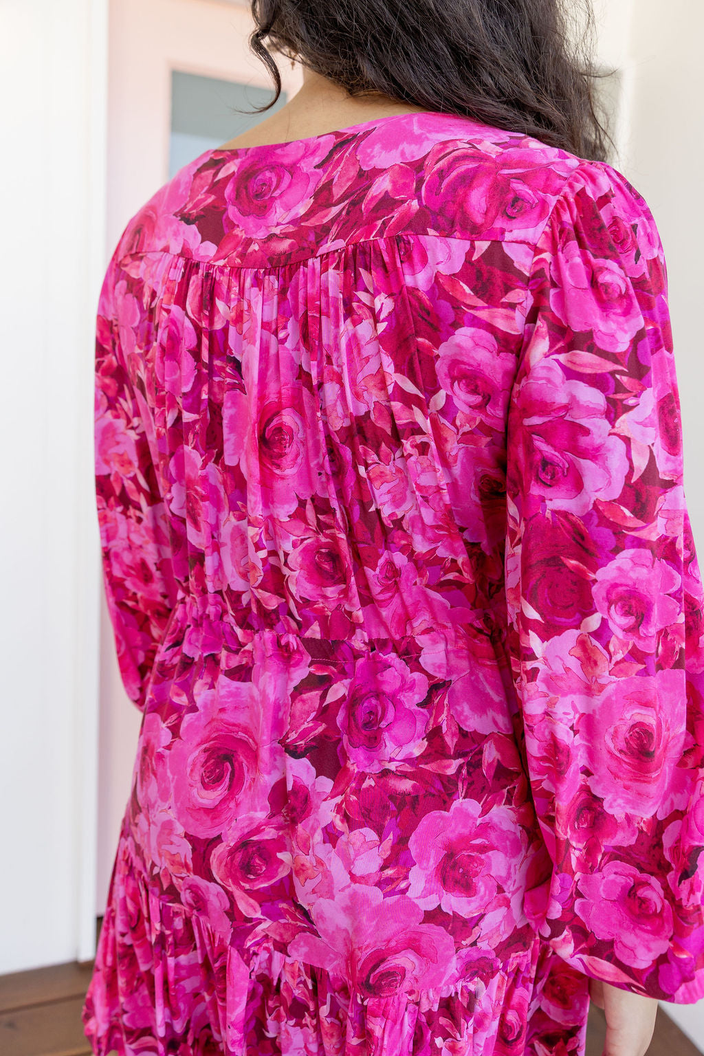 Long Sleeve Esmae Dress in Pink Roses