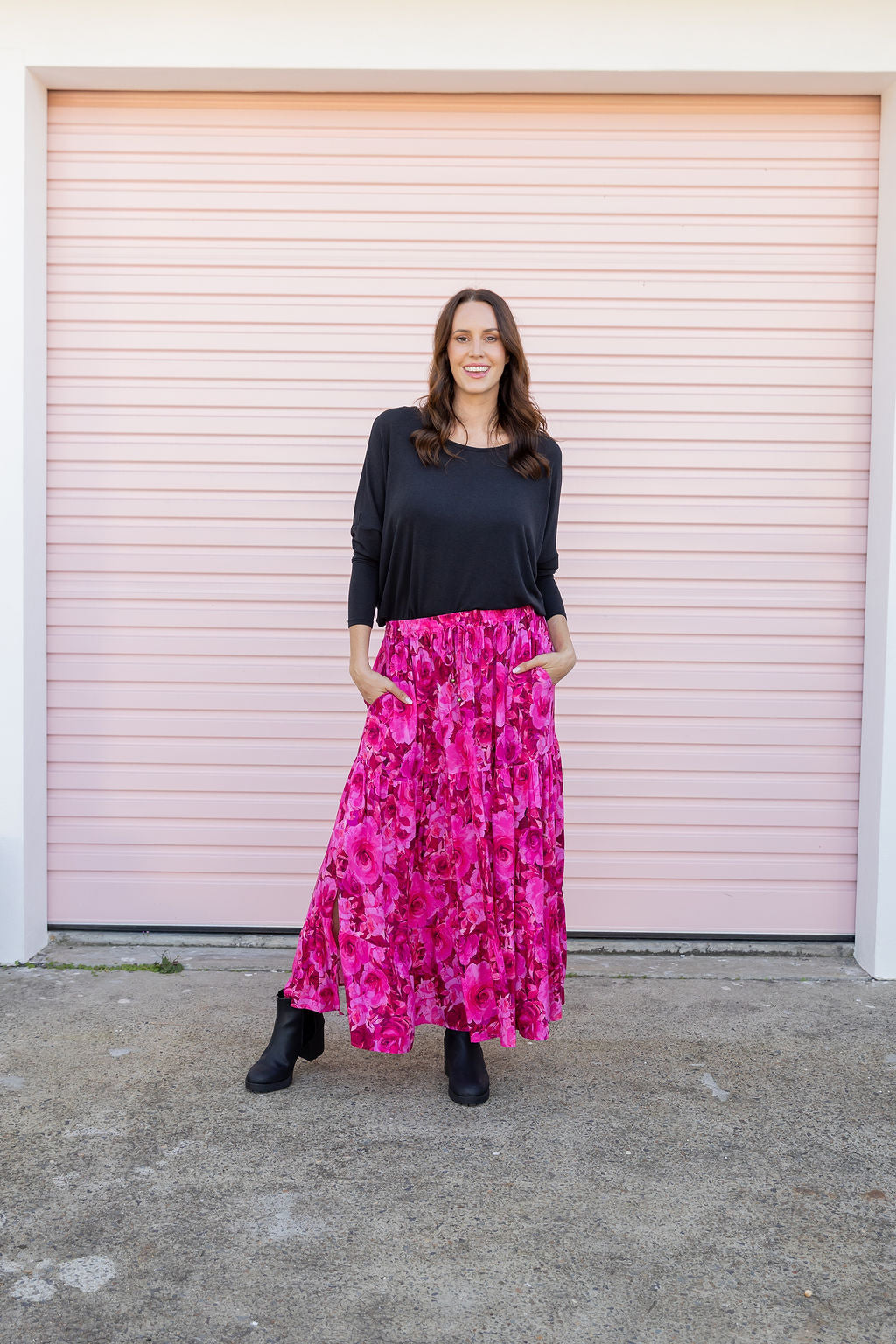 Carrie Skirt In Pink Roses