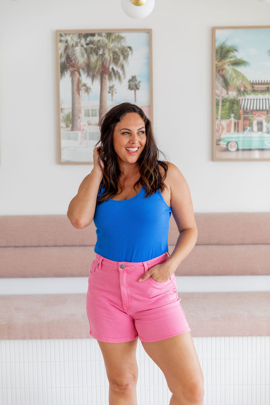 Lucas Denim Shorts in Pink