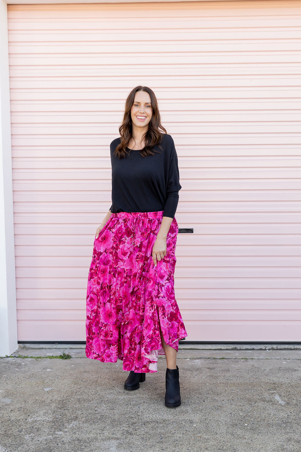 Carrie Skirt In Pink Roses