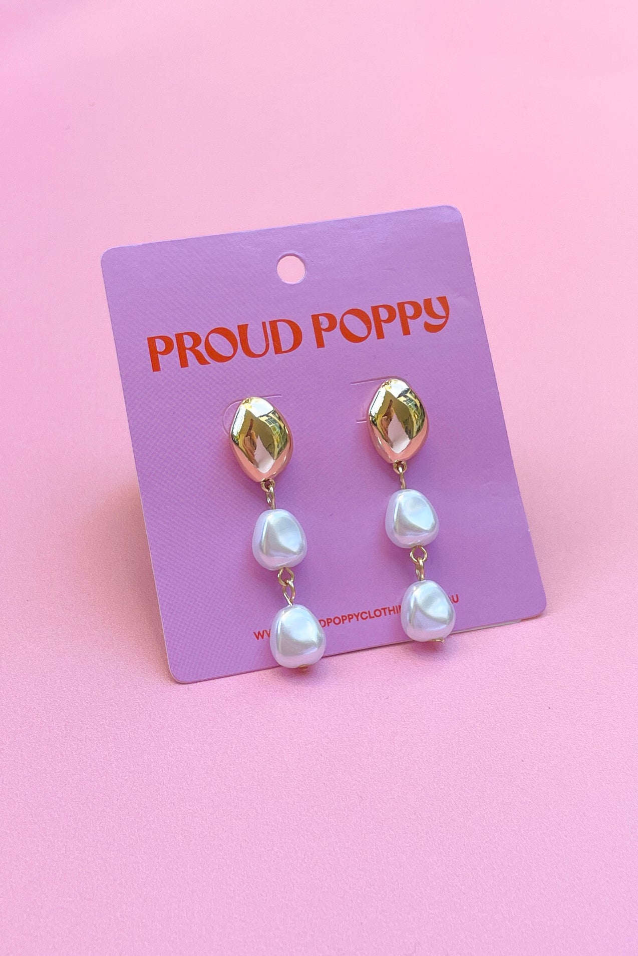 Gold Pearl Drop Earrings