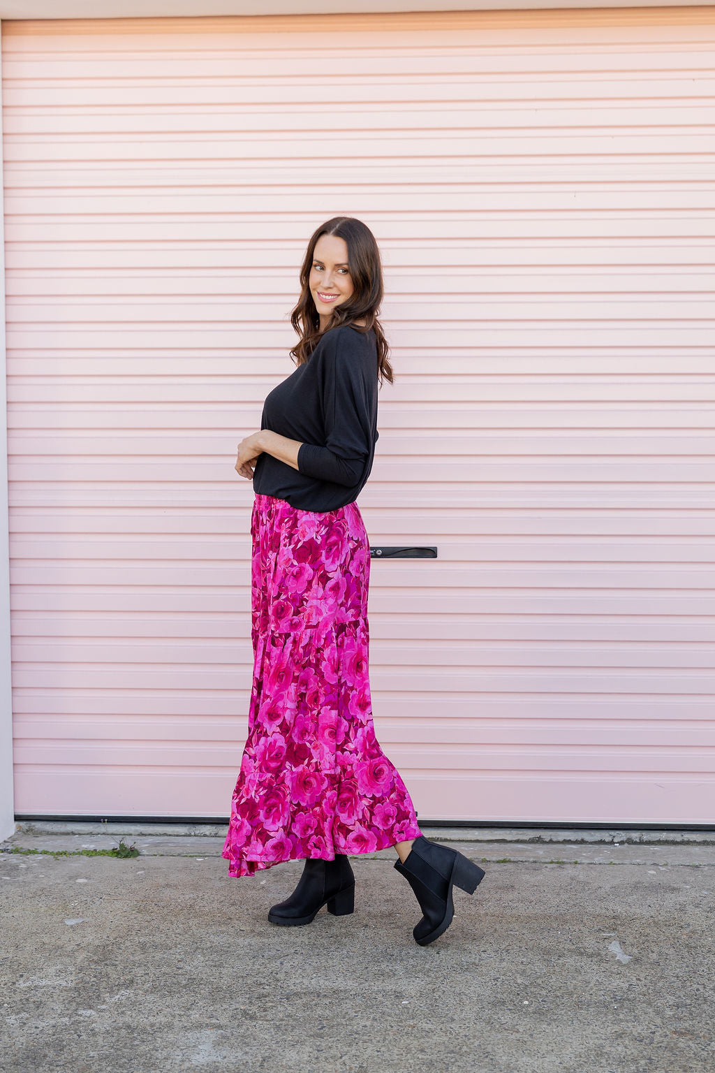 Carrie Skirt In Pink Roses
