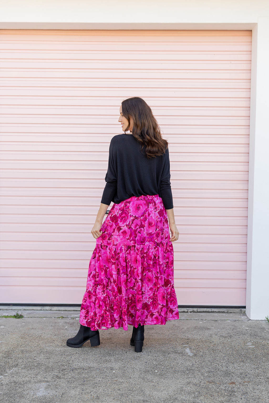 Carrie Skirt In Pink Roses