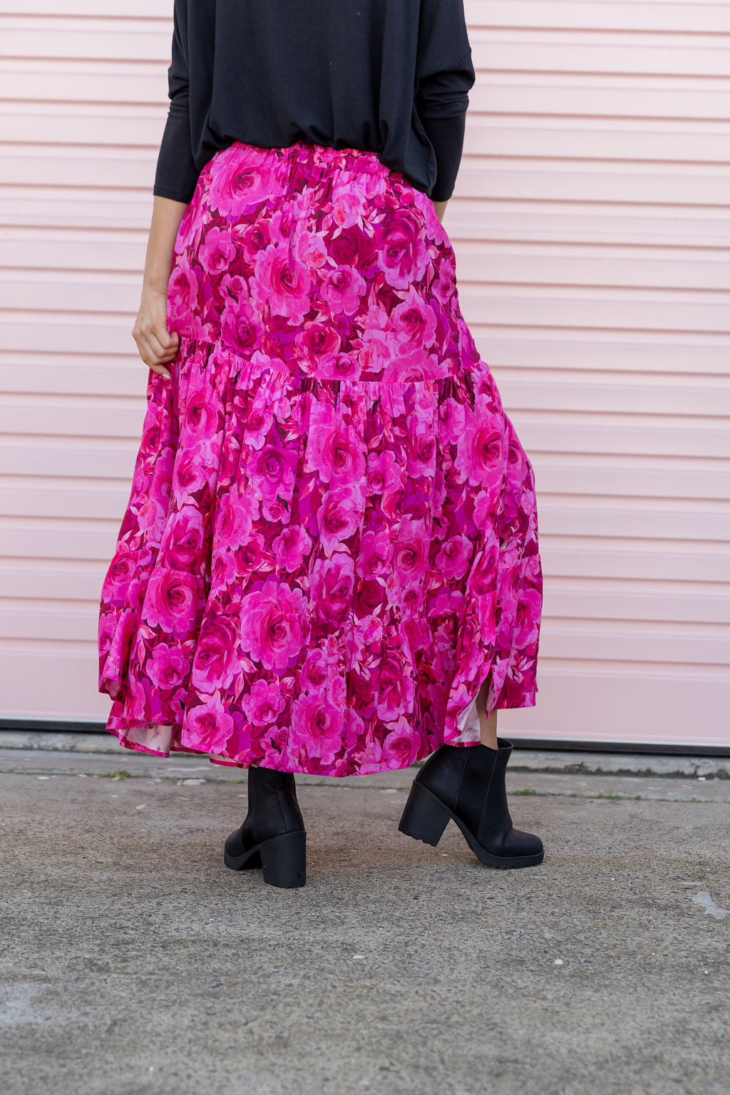 Carrie Skirt In Pink Roses