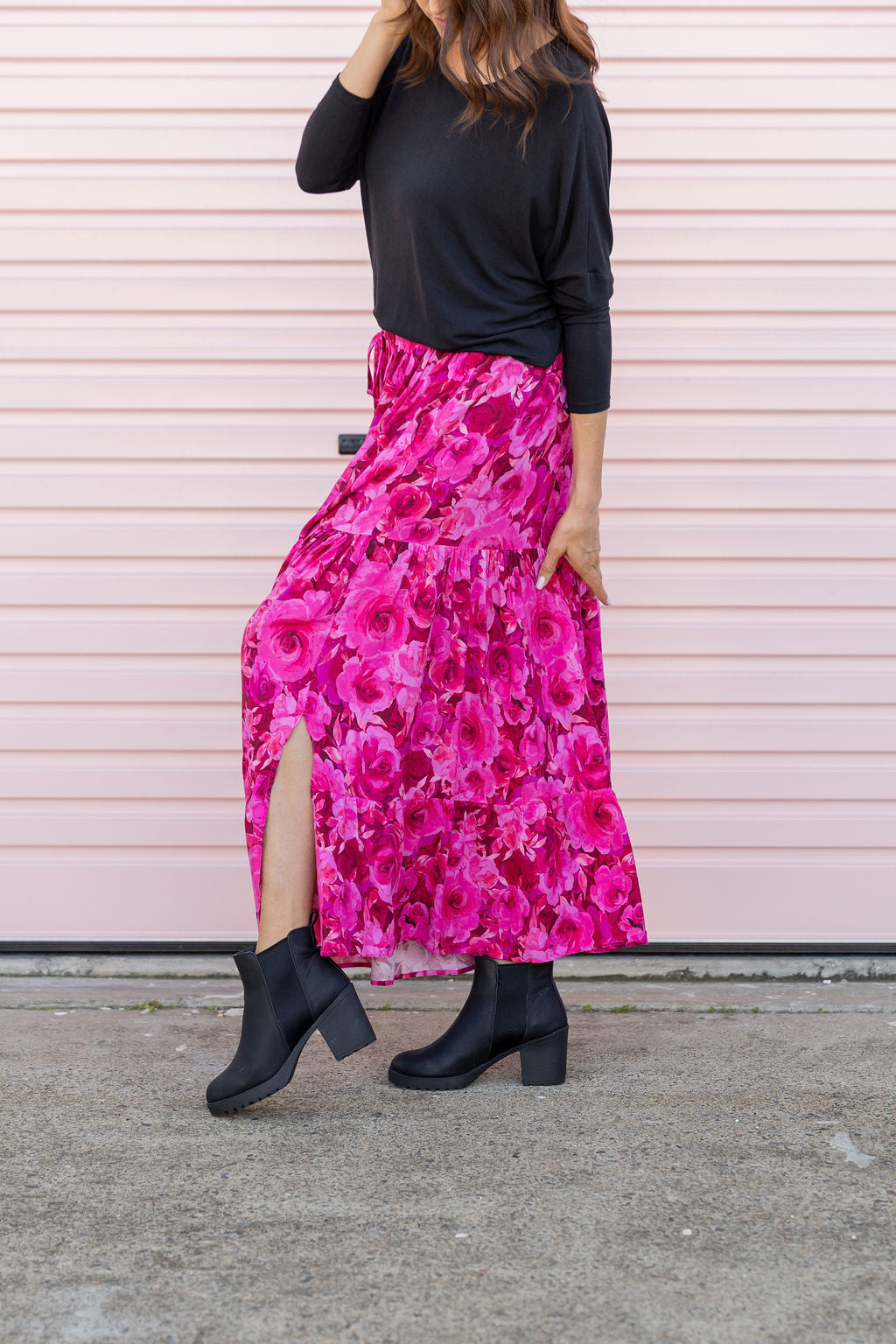 Carrie Skirt In Pink Roses
