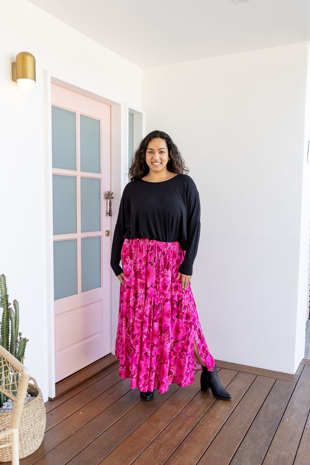 Carrie Skirt In Pink Roses