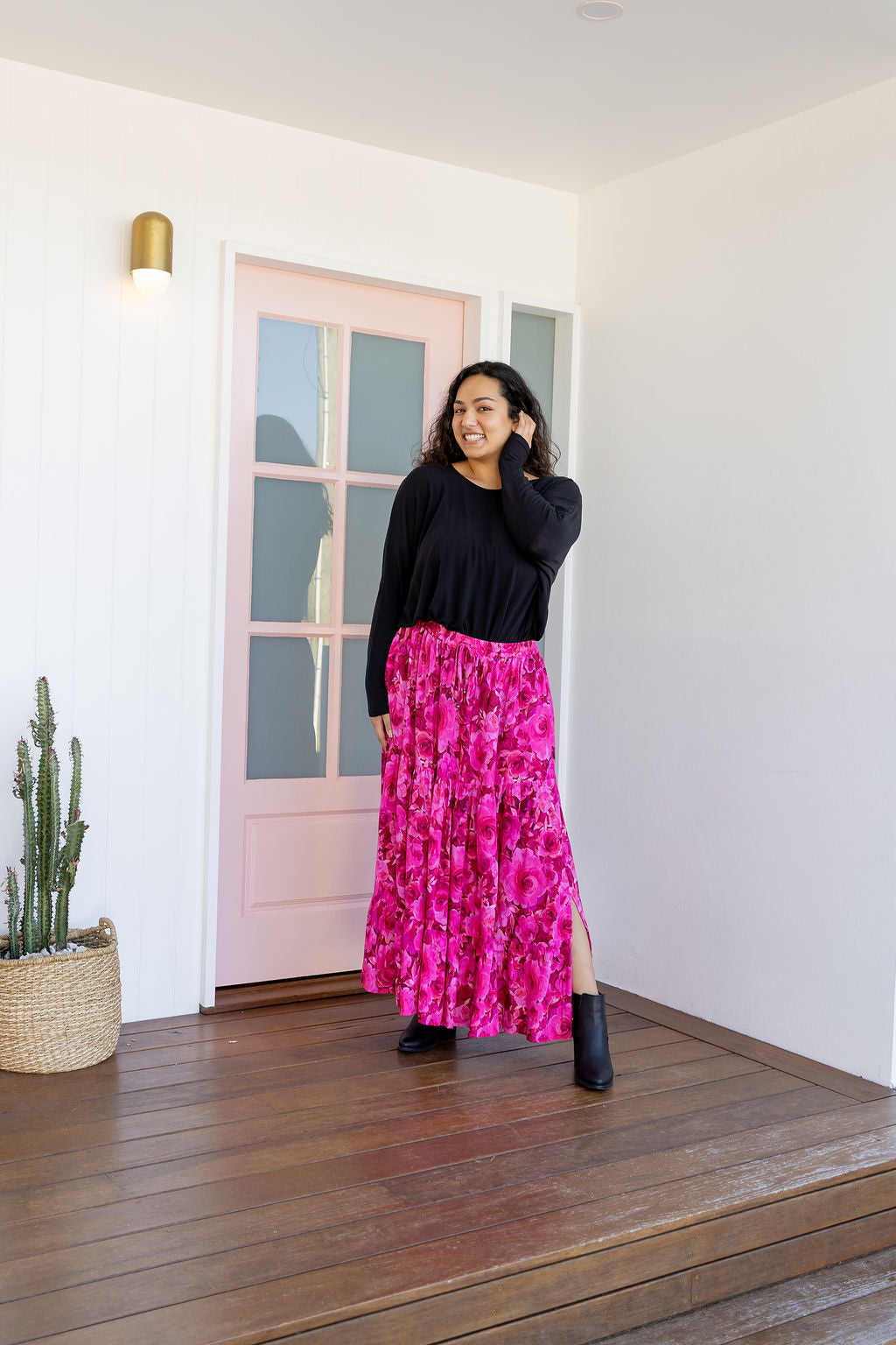 Carrie Skirt In Pink Roses