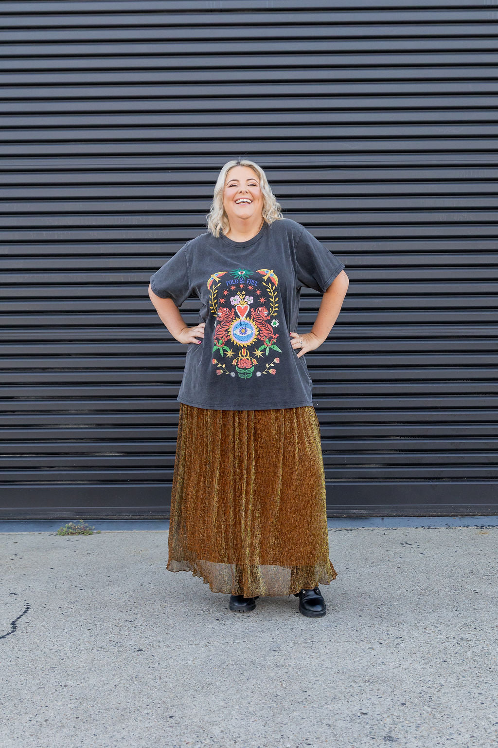 Gatsby Plisse Skirt in Gold
