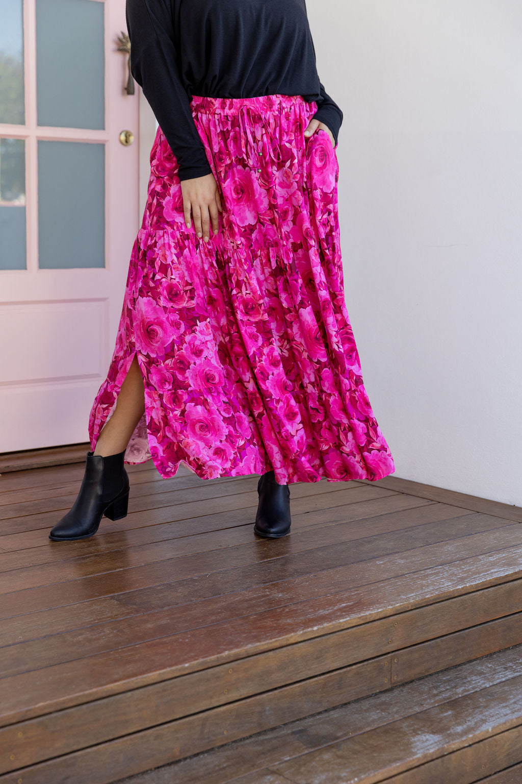 Carrie Skirt In Pink Roses