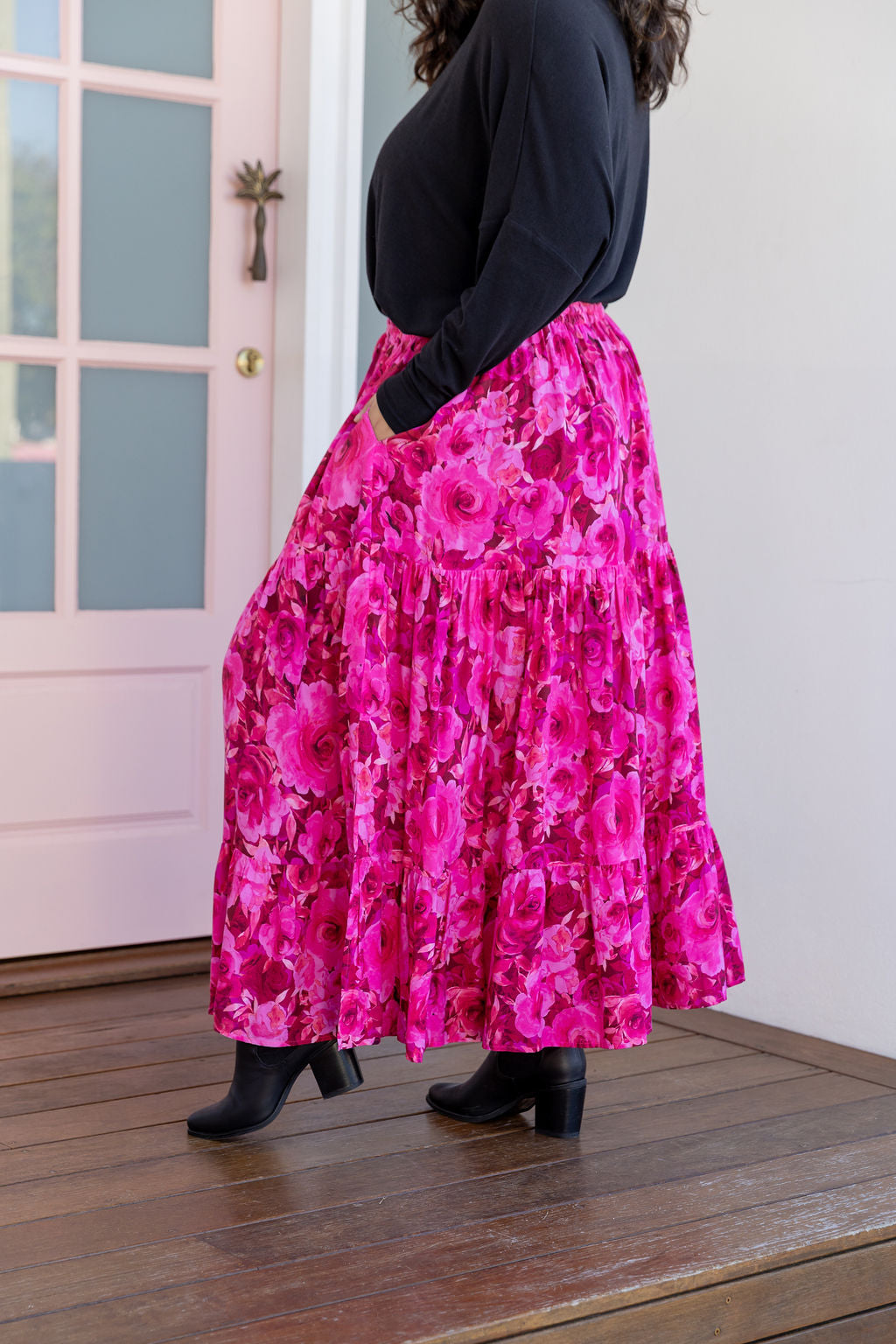 Carrie Skirt In Pink Roses