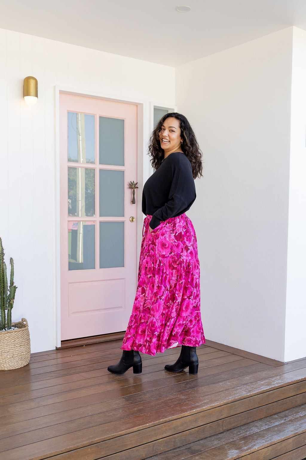 Carrie Skirt In Pink Roses