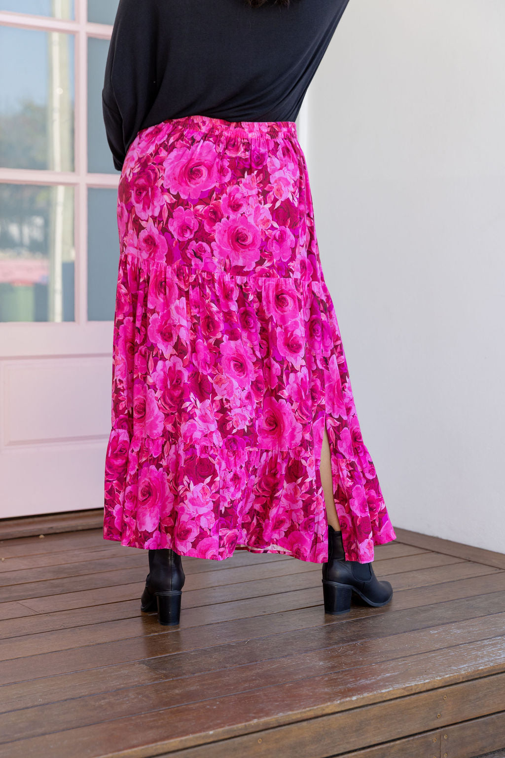Carrie Skirt In Pink Roses