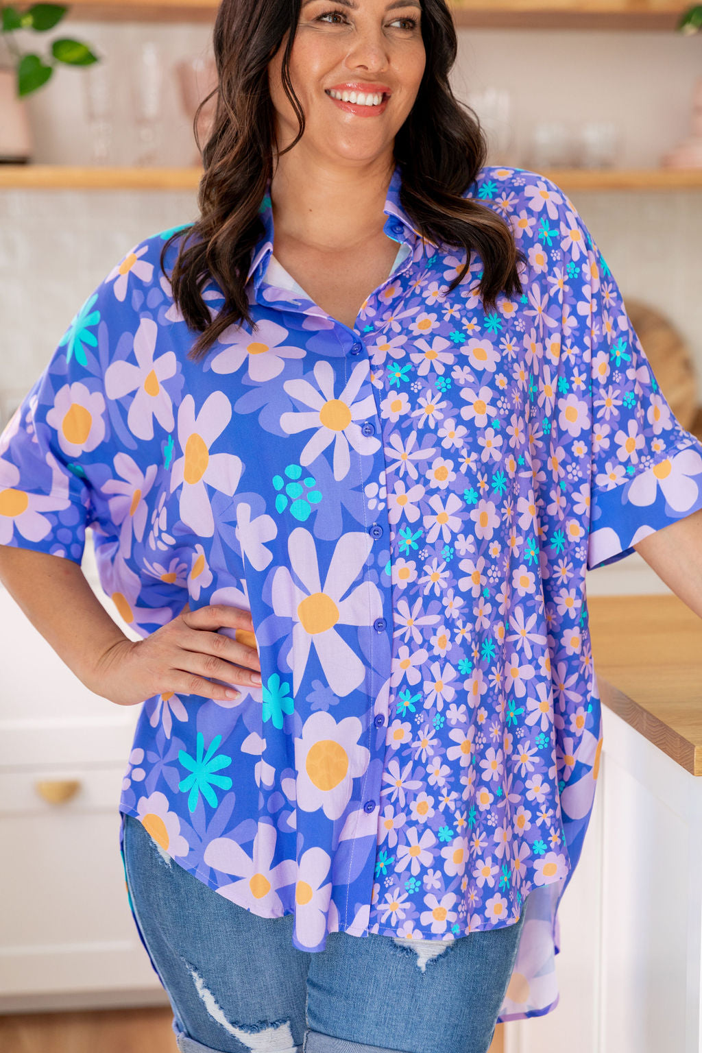 Tammin Shirt in Lilac Daisies