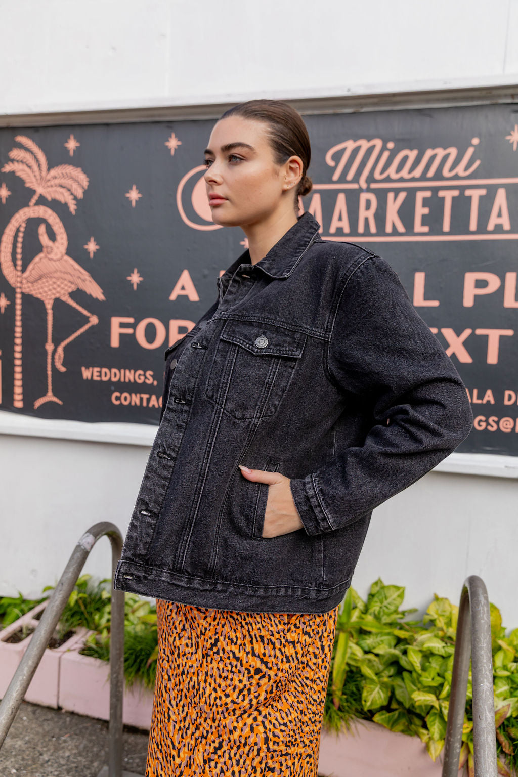 Hayden Boyfriend Denim Jacket in Black Wash