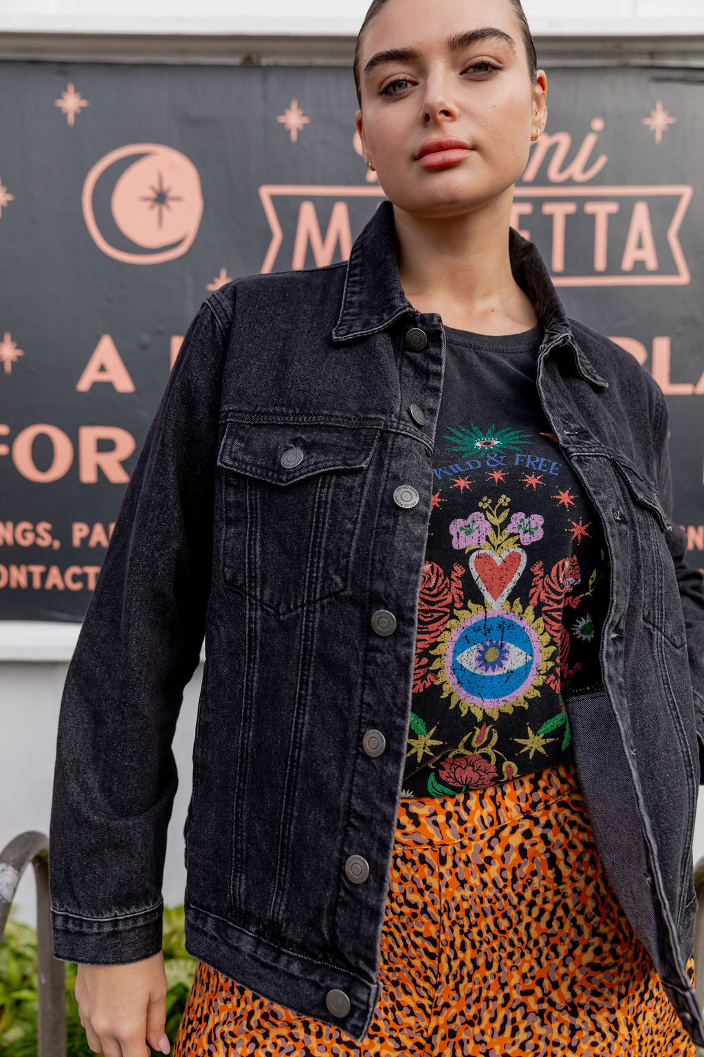 Hayden Boyfriend Denim Jacket in Black Wash