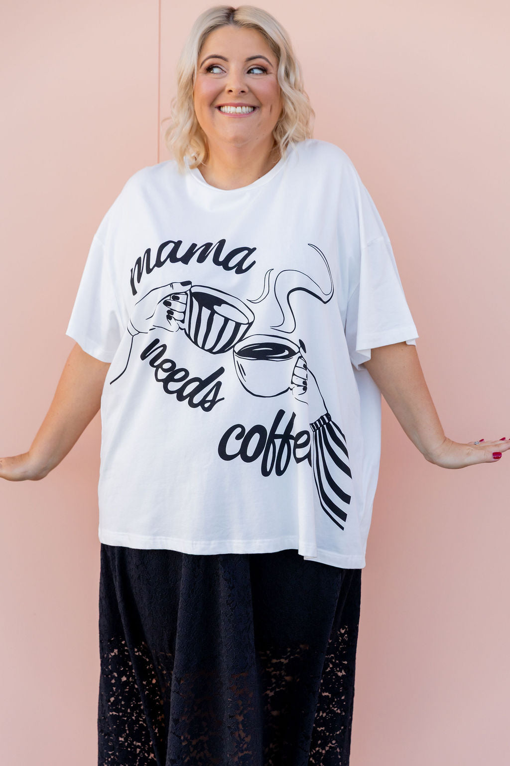 Mamma Needs Coffee Tee in White