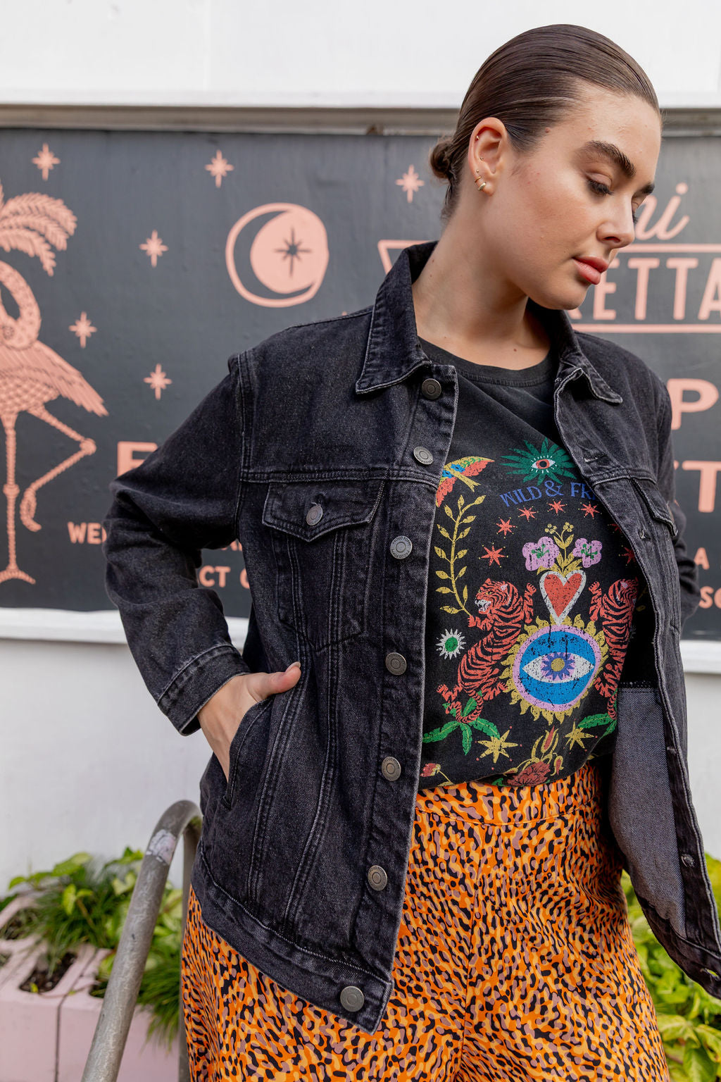 Hayden Boyfriend Denim Jacket in Black Wash