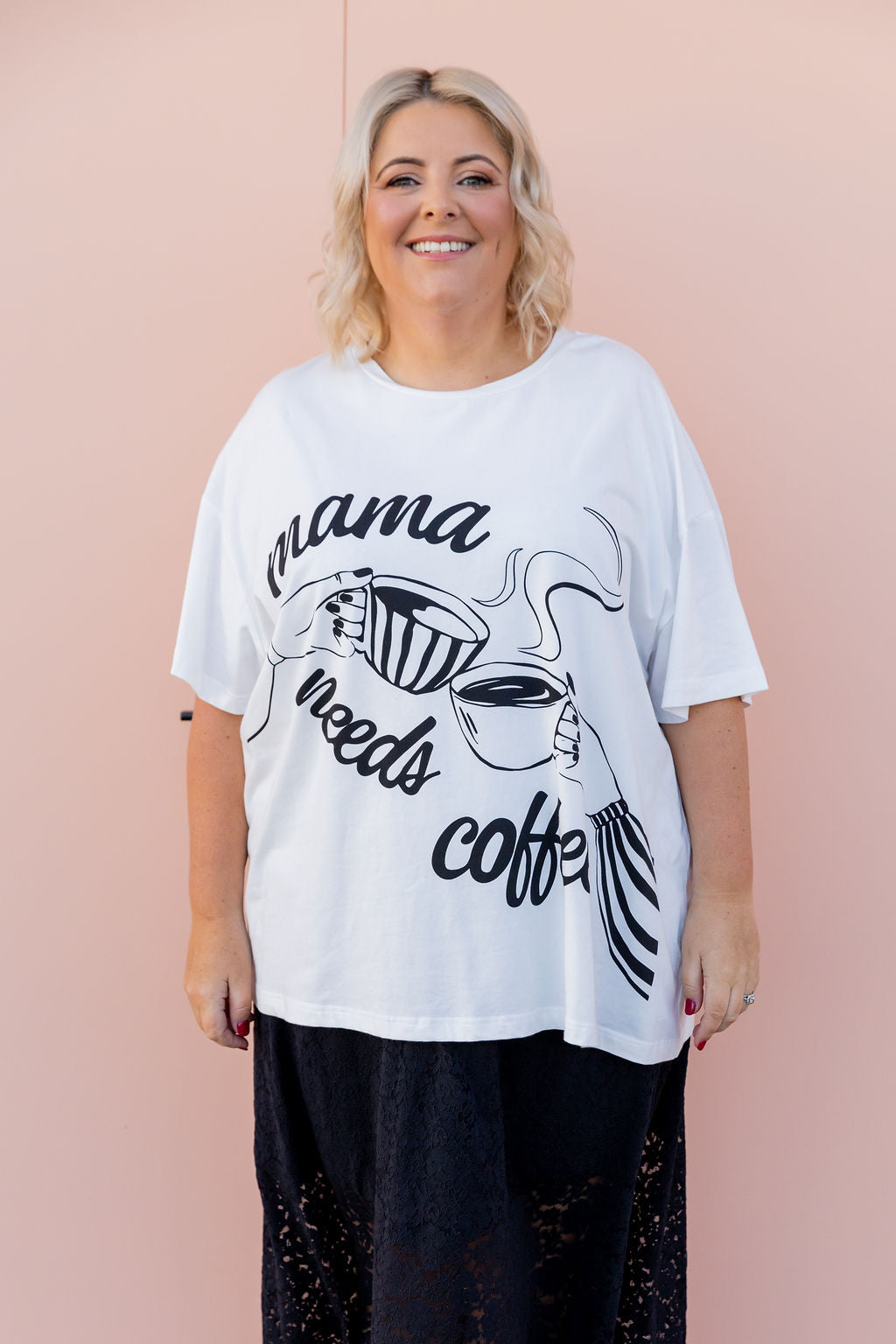 Mamma Needs Coffee Tee in White