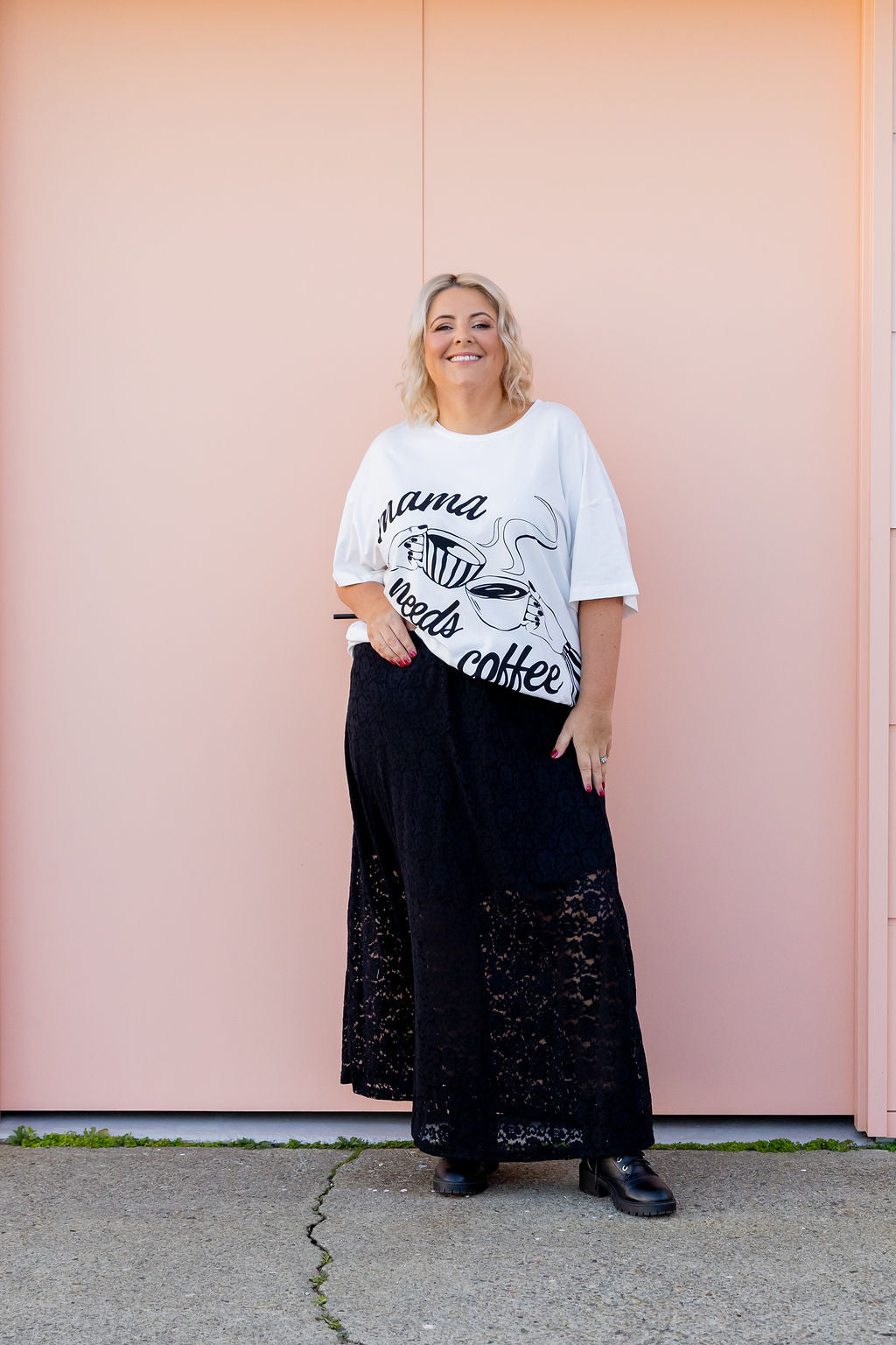 Mamma Needs Coffee Tee in White