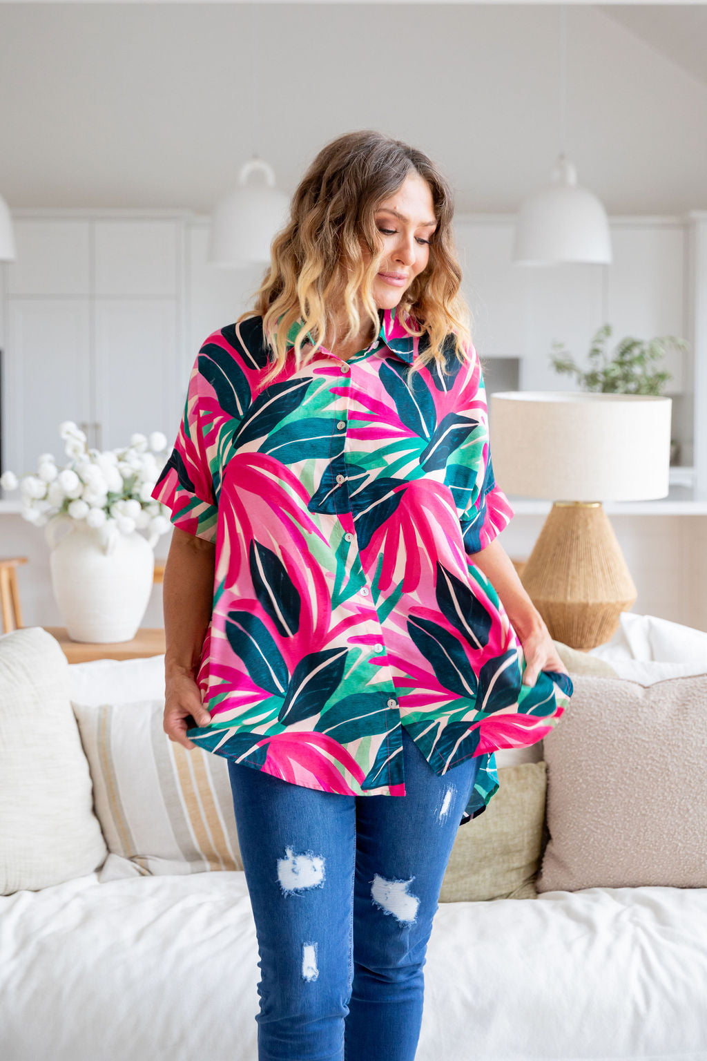 Tammin Shirt in Jungle Pink