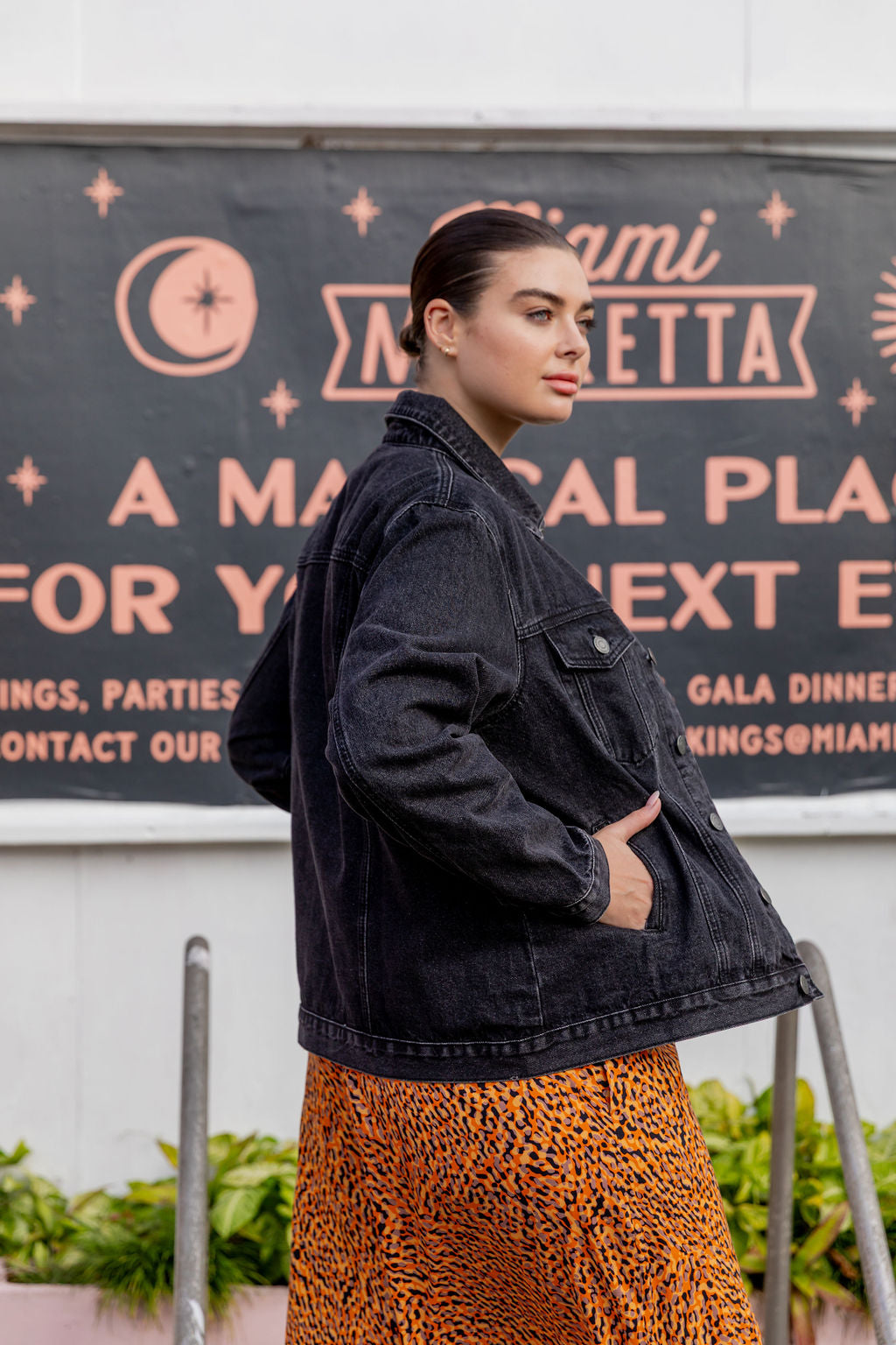 Hayden Boyfriend Denim Jacket in Black Wash