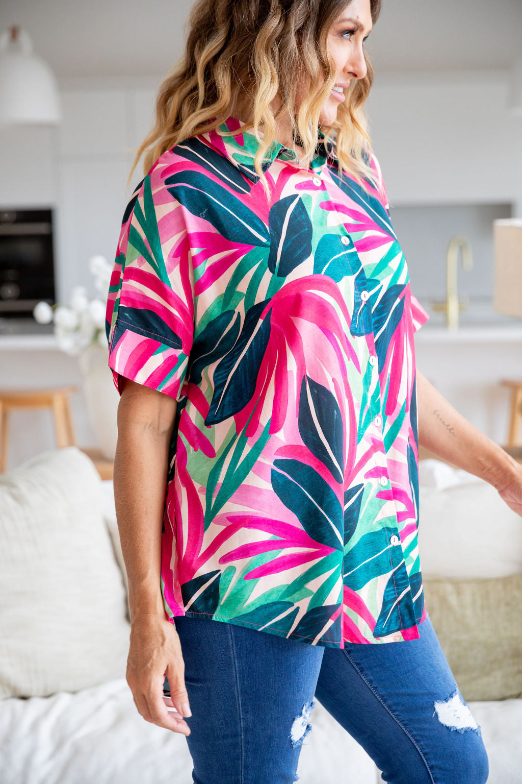 Tammin Shirt in Jungle Pink