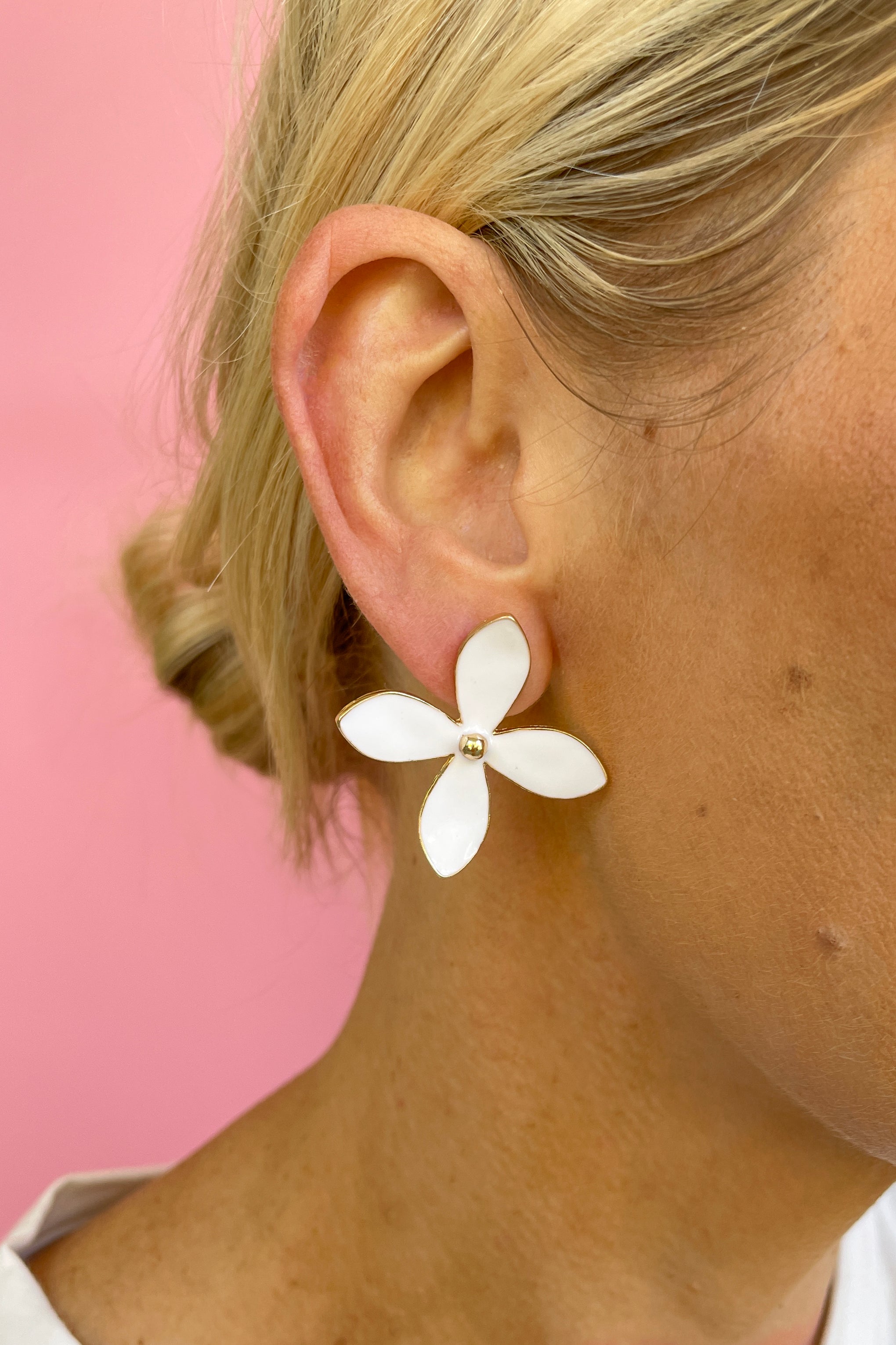 White Flower Earrings