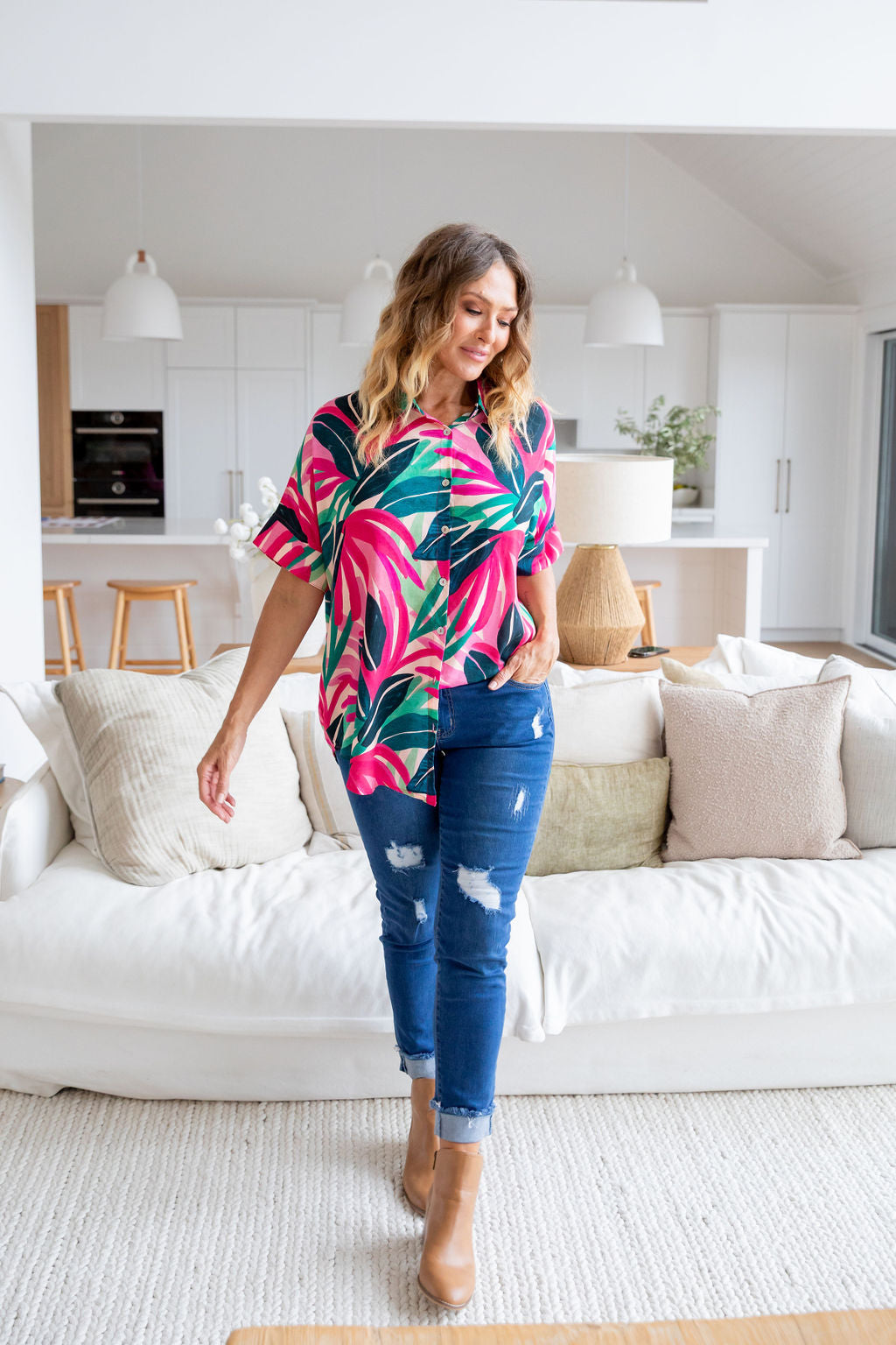 Tammin Shirt in Jungle Pink