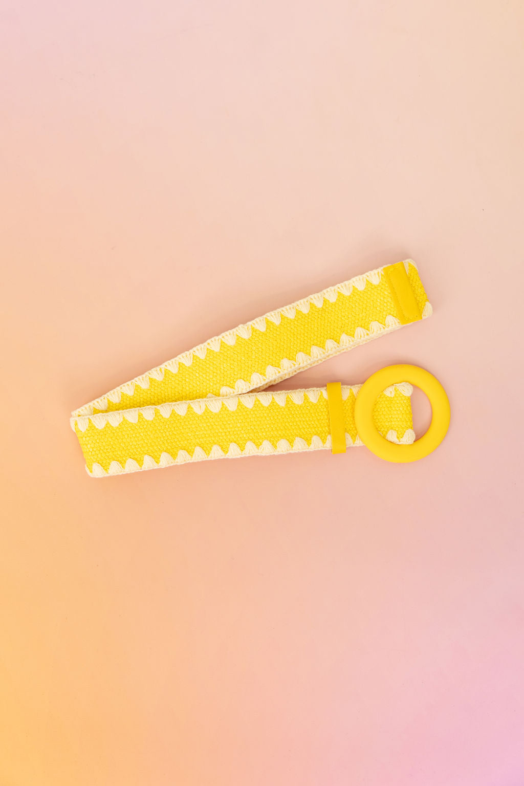 Extra Length Stretch Belt with Yellow Buckle