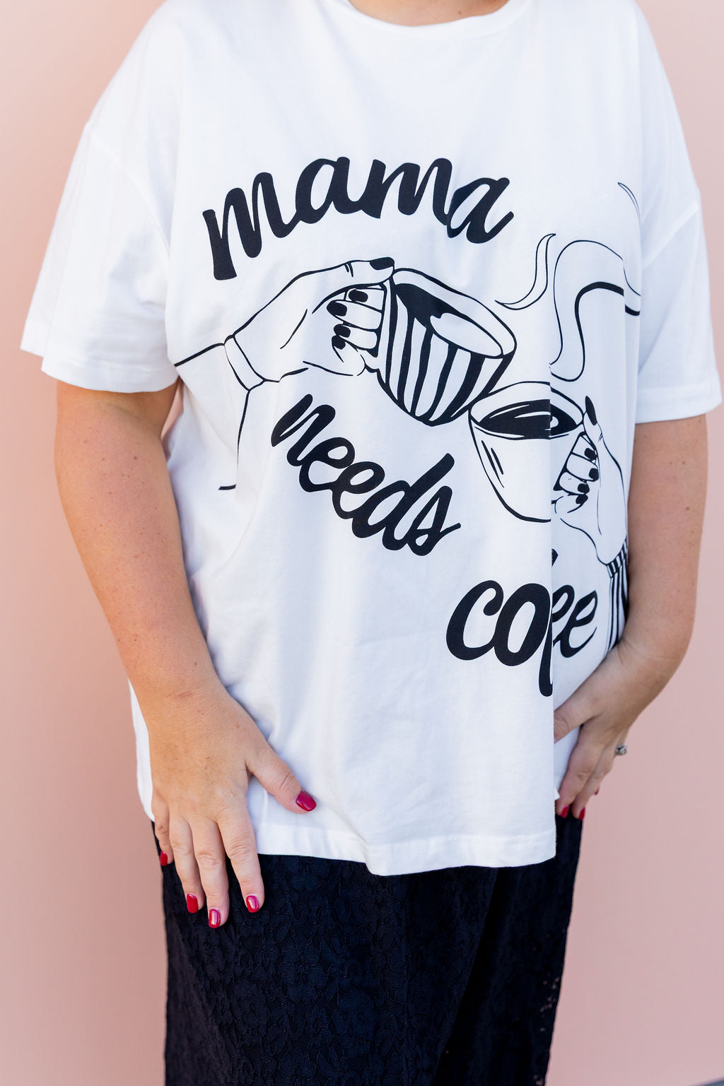 Mamma Needs Coffee Tee in White