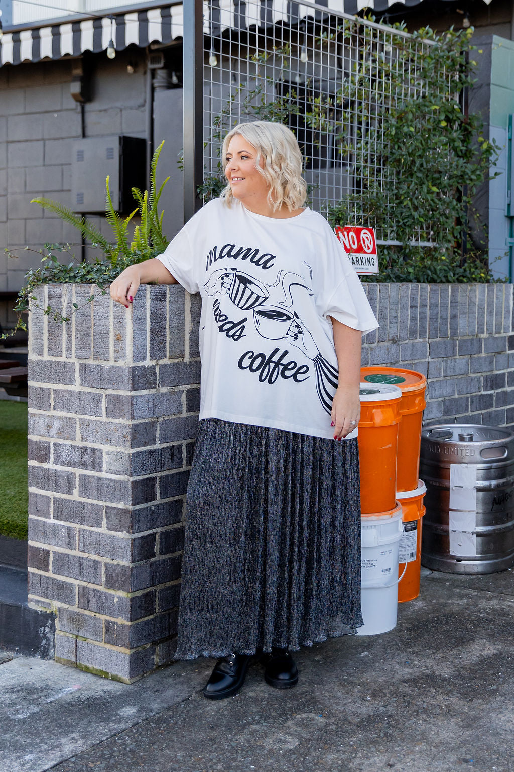 Mamma Needs Coffee Tee in White
