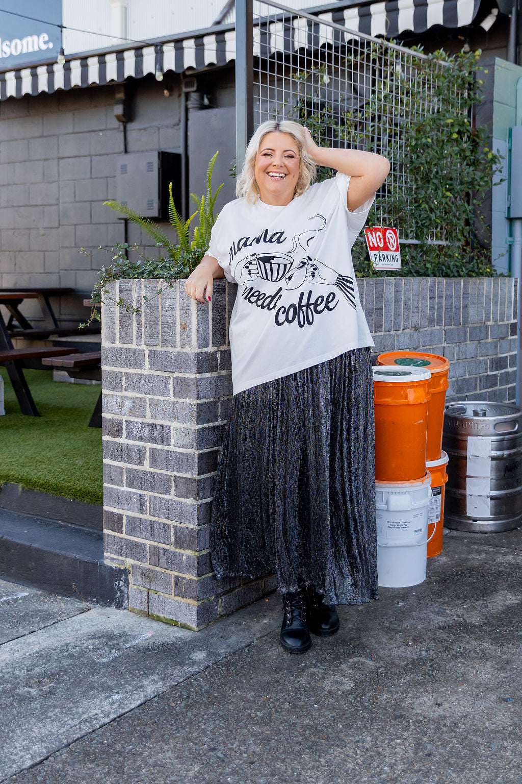 Mamma Needs Coffee Tee in White