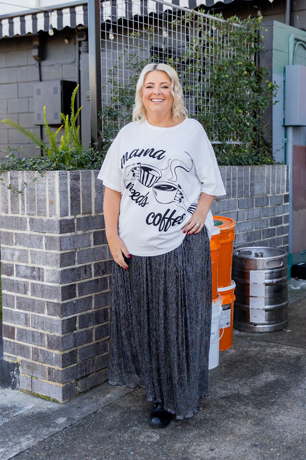 Mamma Needs Coffee Tee in White